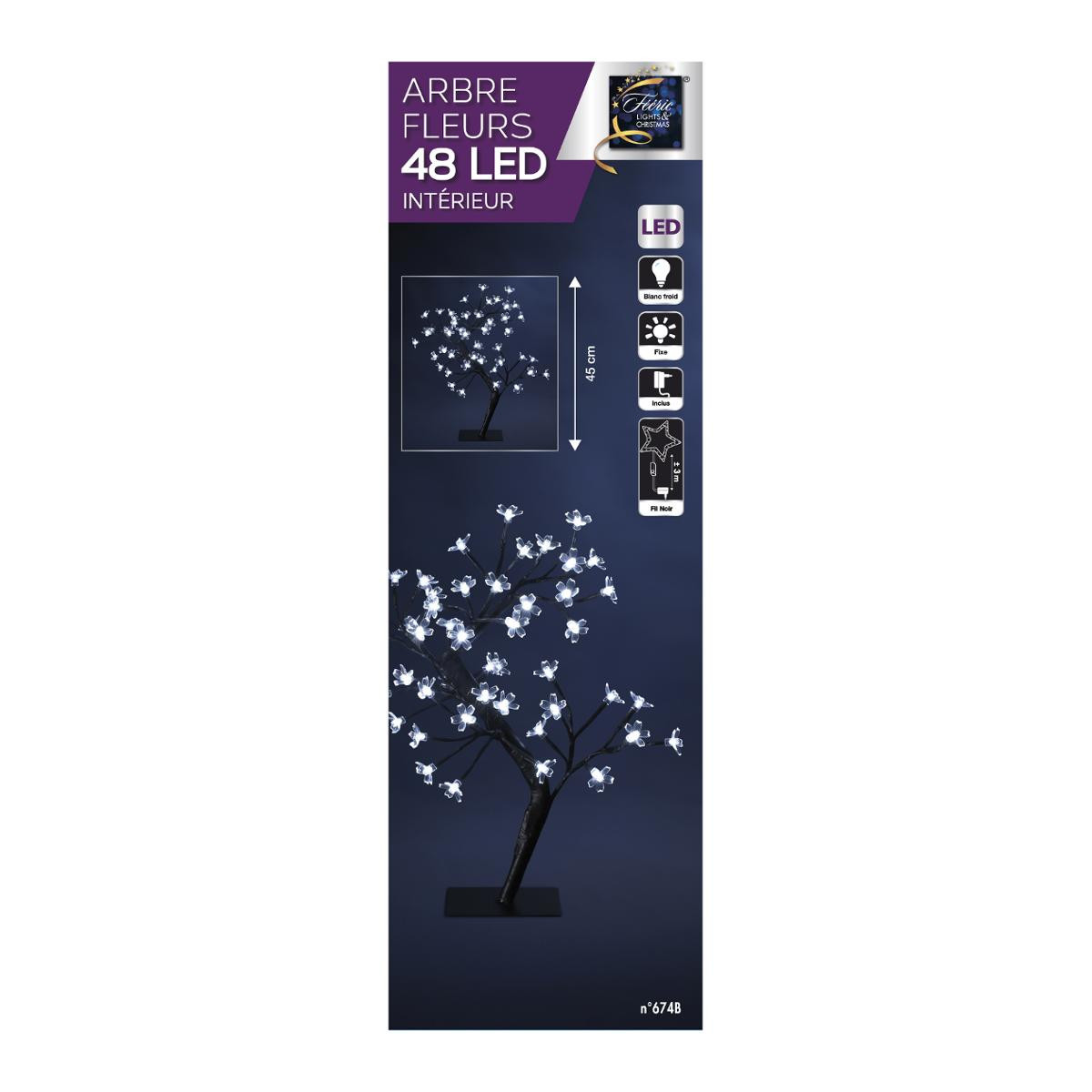 Arbre lumineux décoratif prunus - 48 led - lumière blanche Couleur