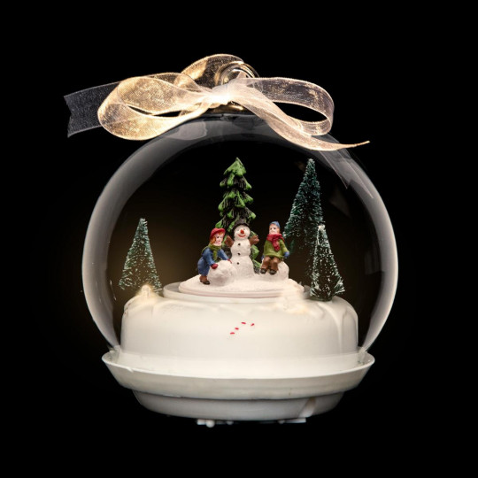 Boule De Noël Lumineuse Et Animée 3 Led Blanc Chaud D 12 Cm