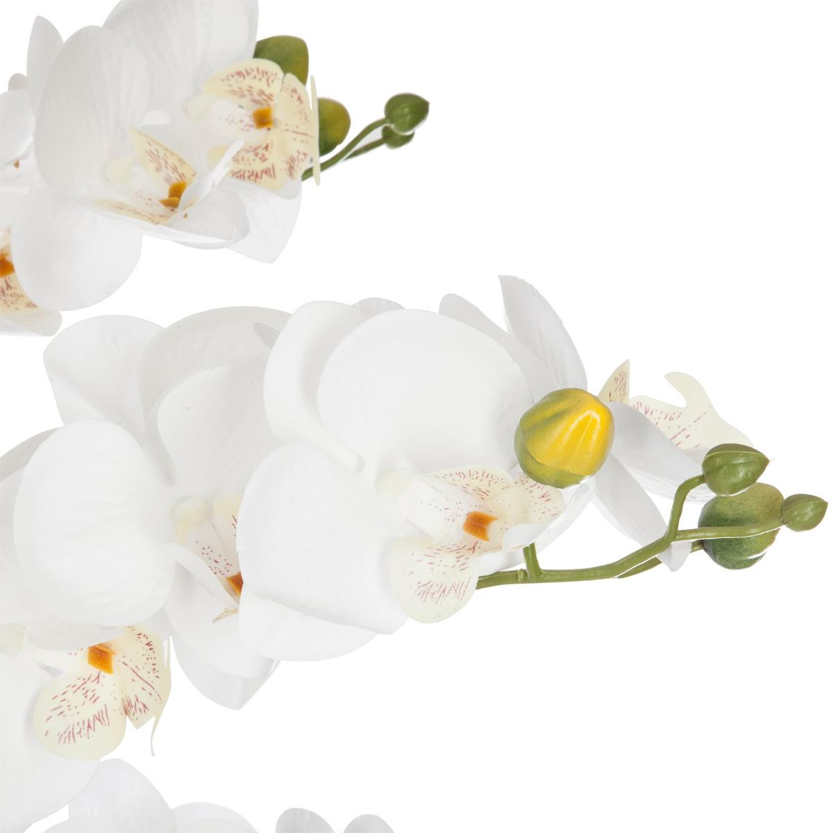 Orchidee artificielle 7 hampes en vase résine noir H 105 cm D 75 cm toucher  réel