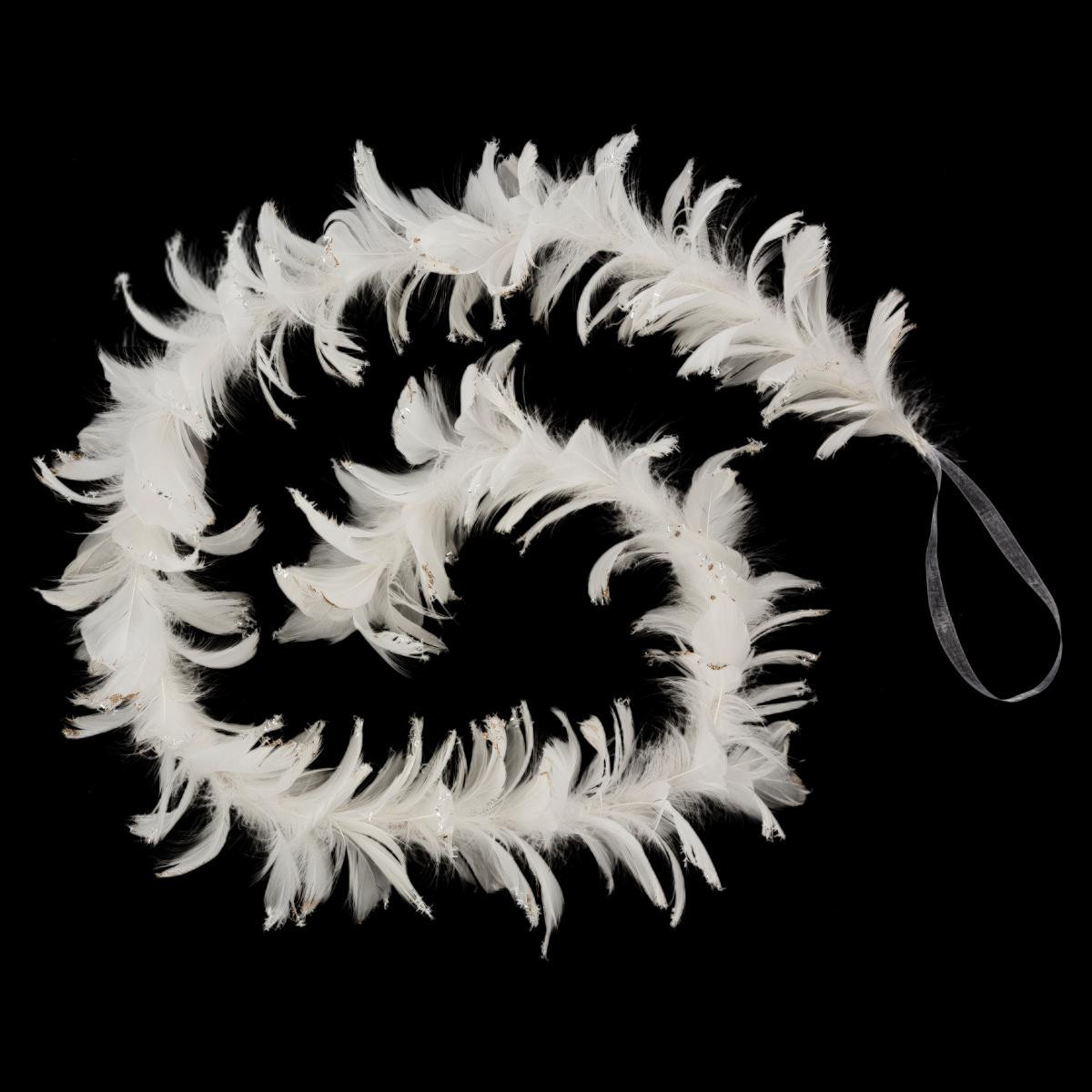 Guirlande plumes blanches fil argenté 1,8 m