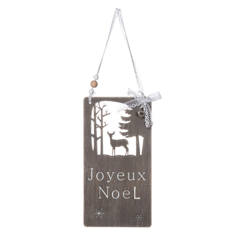 Decoration Suspension De Noel Pancarte Ajouree Joyeux Noel L 35 Cm Collection Lodge