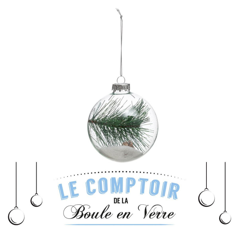 Déco Noël en bois sous Cloche en verre H. 12.5 cm - Objets de décoration et rangement  noël - Décomania