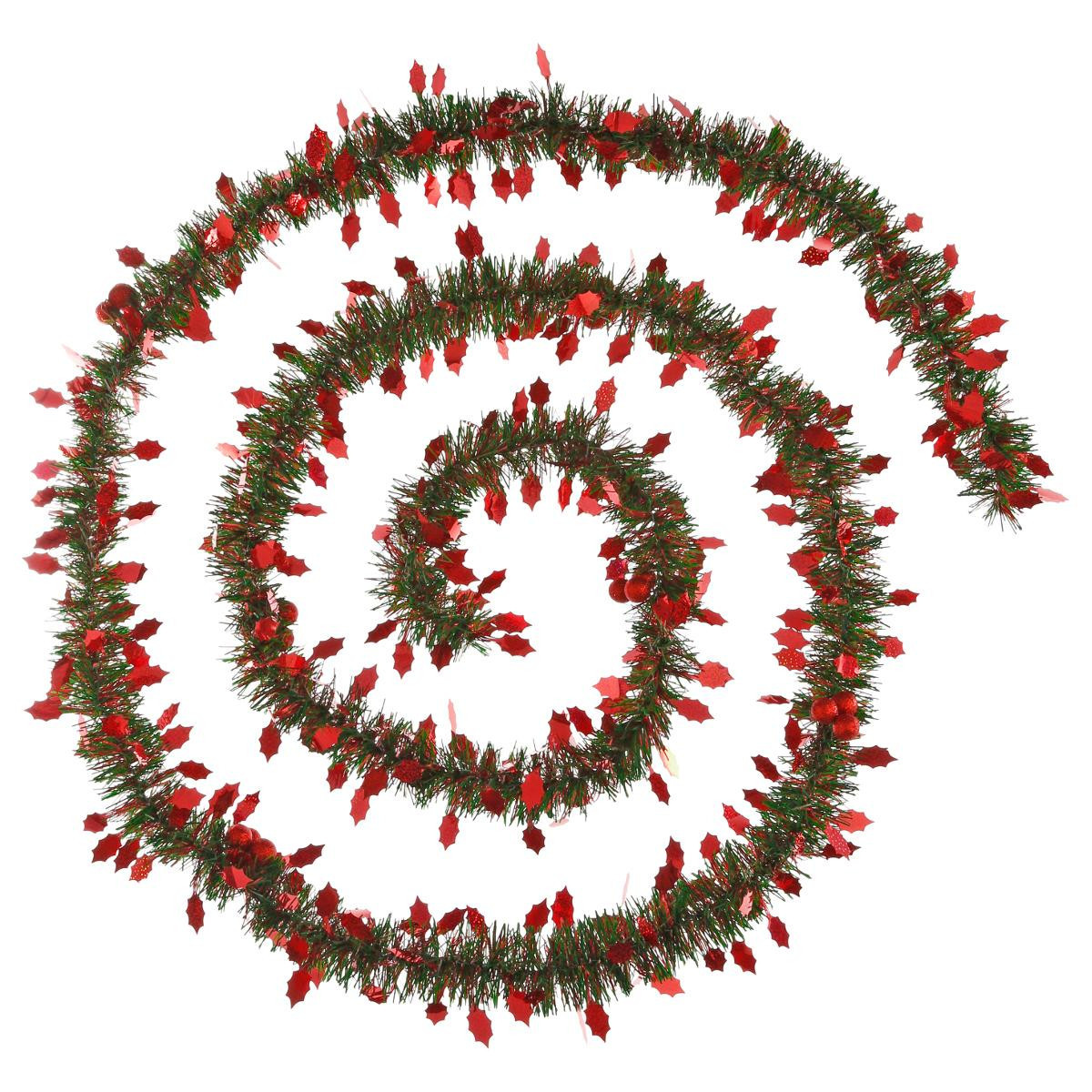 Guirlande de Noël Boa large 20 cm Vert avec Noeuds Rouge Longueur