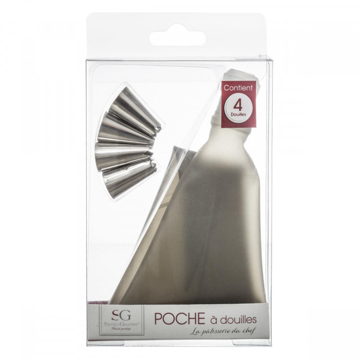 Poche à douille TPU + 4 douilles - Accessoire de cuisson - Décomania