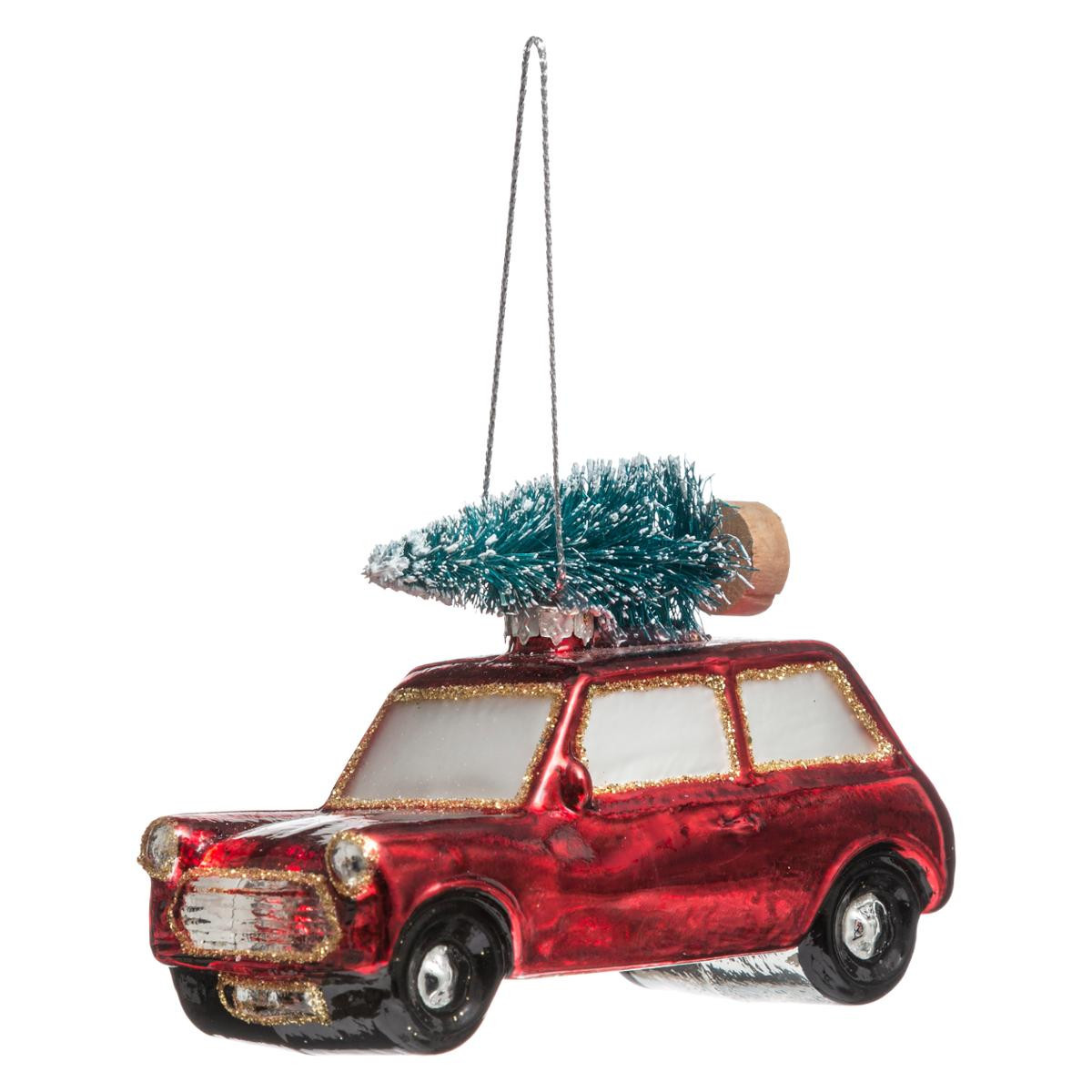 voiture miniature avec sapin , idée déco de Noël .