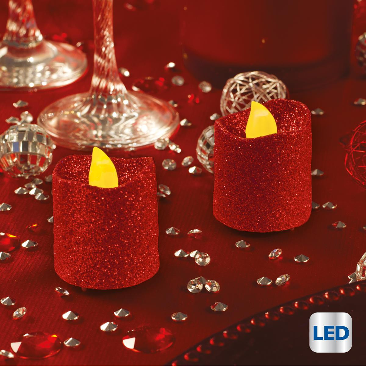 Lot de 6 Bougies lumineuses à LED Rouge pailleté D 4 cm La maison des  couleurs - Bougies de noël - Décomania