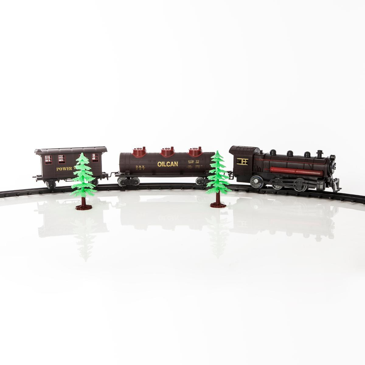 Coffret 16 pièces train électrique noël locomotive 12 rails et 3 wagons -  RETIF