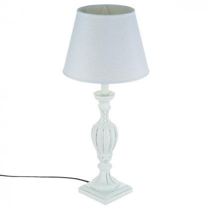 Lampe Pied en Bambou Abat-jour Blanc Bahi H 55 cm - Lampe à poser -  Décomania