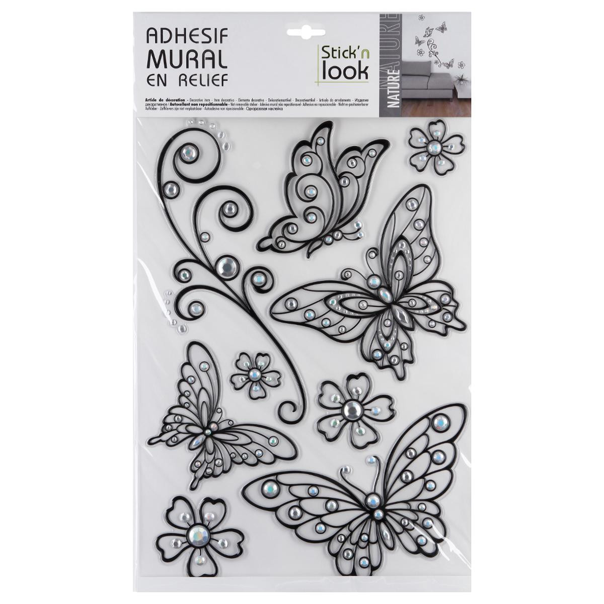 Sticker en relief fleurs - Stickers muraux - Décomania