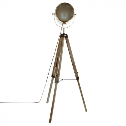 Lampe projecteur en métal et pied en bois brossé noir H68cm - RETIF