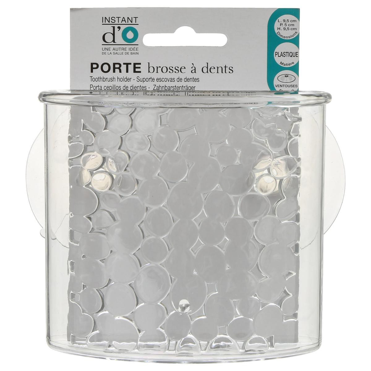 Panier d'angle en plastique transparent pour salle de bain avec ventouses  modele galet.