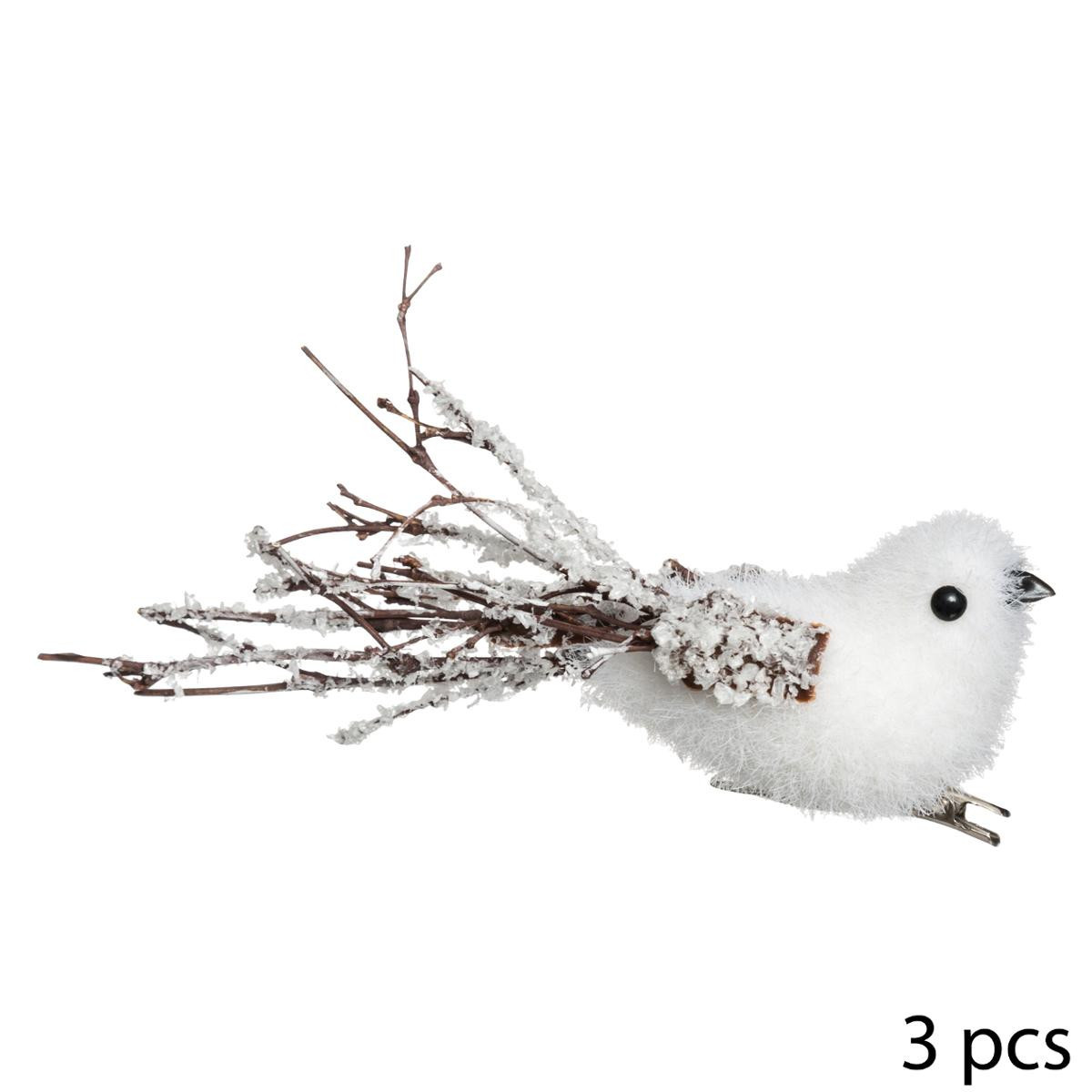 Set de 3 Pinces Oiseau sur branche 16 cm A l'orée des bois - Sujets de noël  pour sapin - Décomania