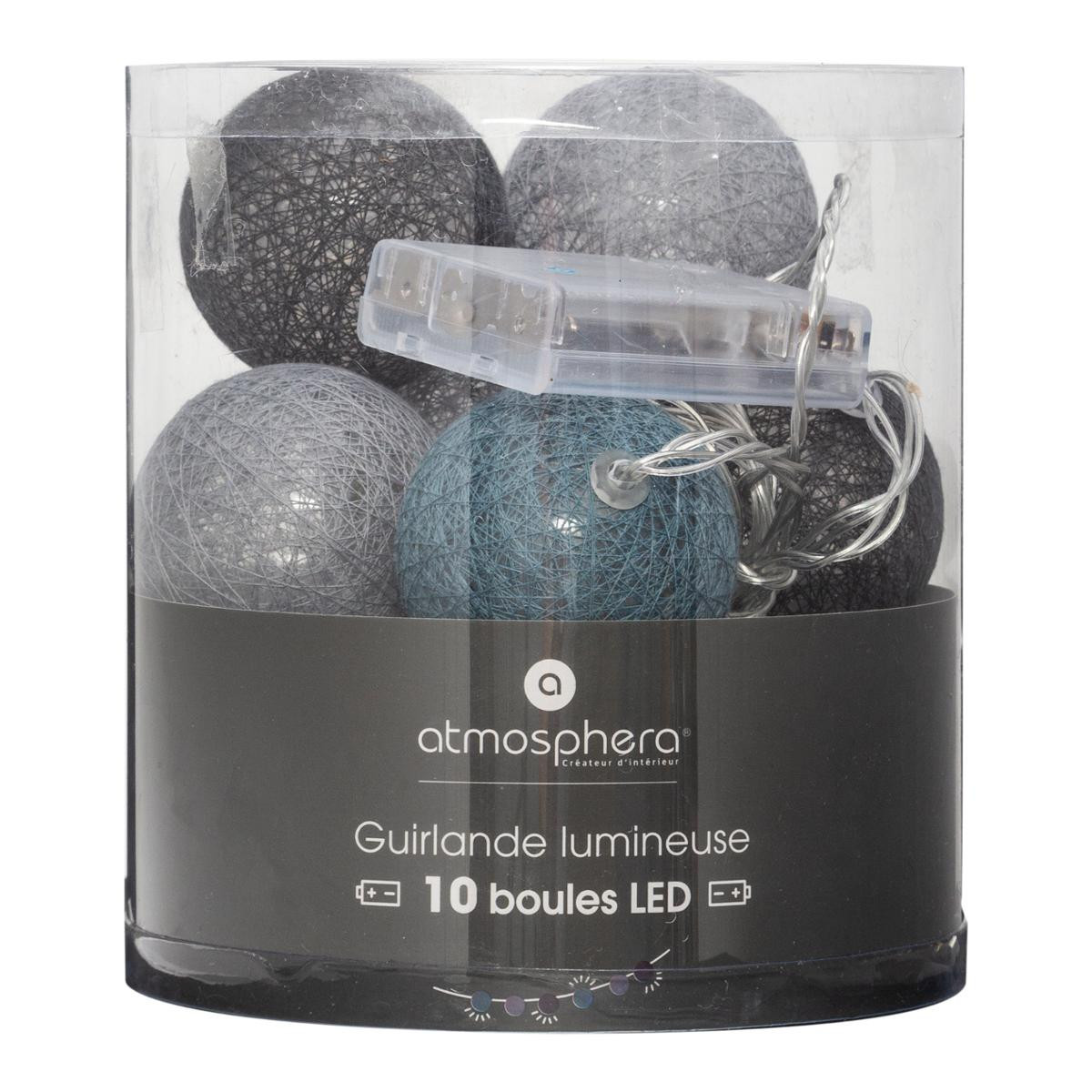 Guirlande à piles Tropic 10 LED Boules en Coton L 165 cm - Guirlande et  décoration lumineuse - Décomania