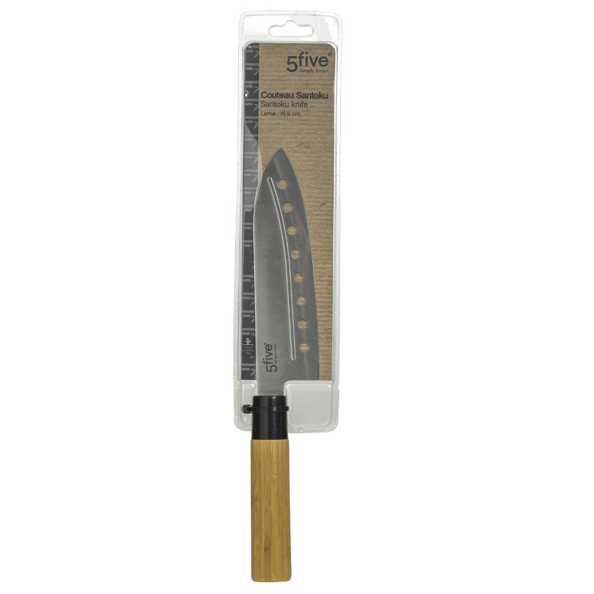 Couteau santoku lame Inox 16.9 cm et manche en bambou - Planches à découper  et couteaux de cuisine - Décomania