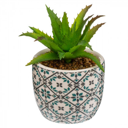 Suspension plante artificielle dans pot en ciment blush living