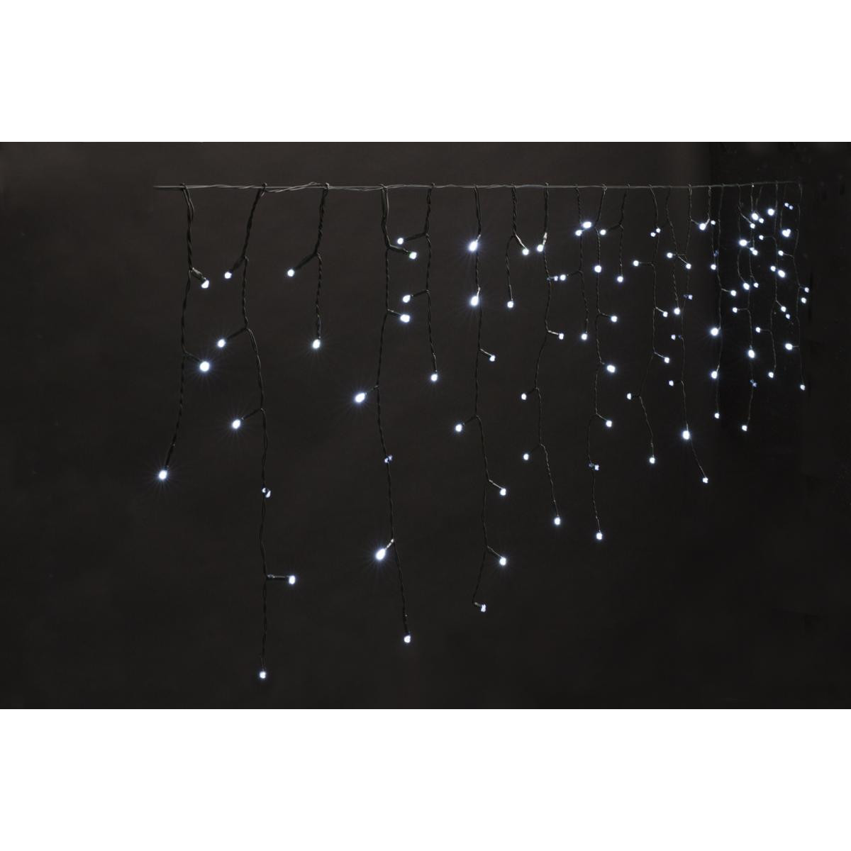 Rideau Stalactite 5.85 m 40 Tombées 180 LED Blanc froid avec 8 jeux de