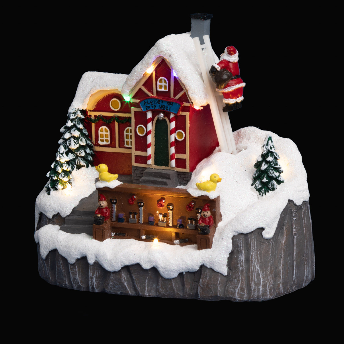Village de Noël Lumineux en Bois, LED Maisons de Village de Noël,  Decoration pour Village de Noel avec Lumières, Cabane de Noël Personnage  Lampe