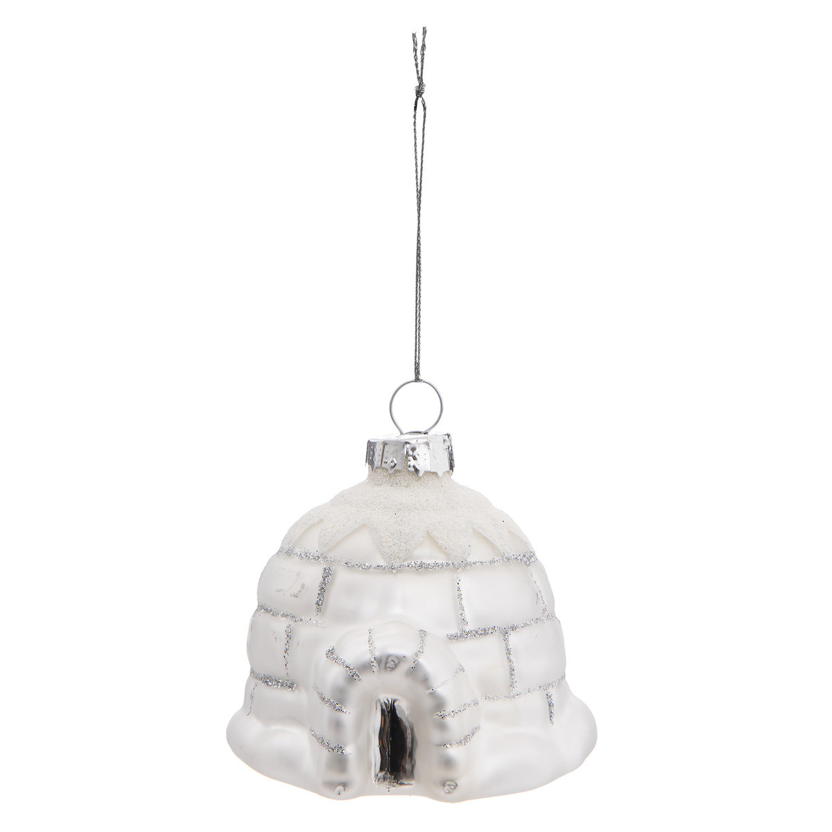 Sujet de Noël Igloo en verre blanc et argent - Sujets de noël pour