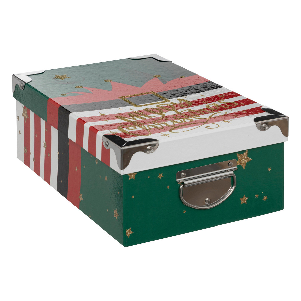 Lot de 6 Boîtes de rangement avec poignées et coins en métal déco Noël -  Boites, sacs cadeaux, papiers cadeaux - Décomania